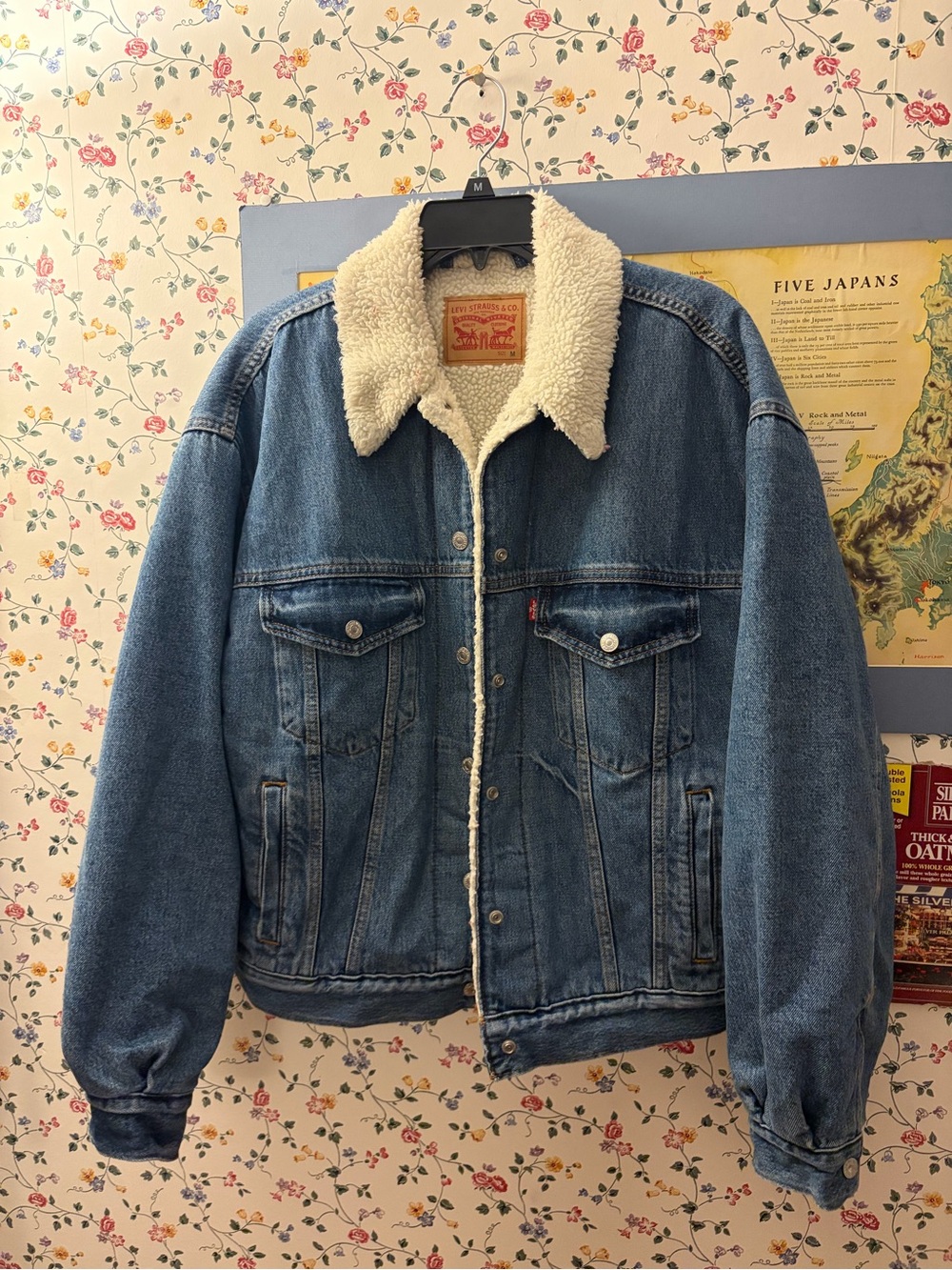Levi's Blue Denim Sherpa-Trim Bomber Jacket